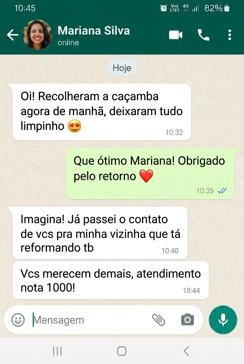 Depoimento de cliente 2 via WhatsApp