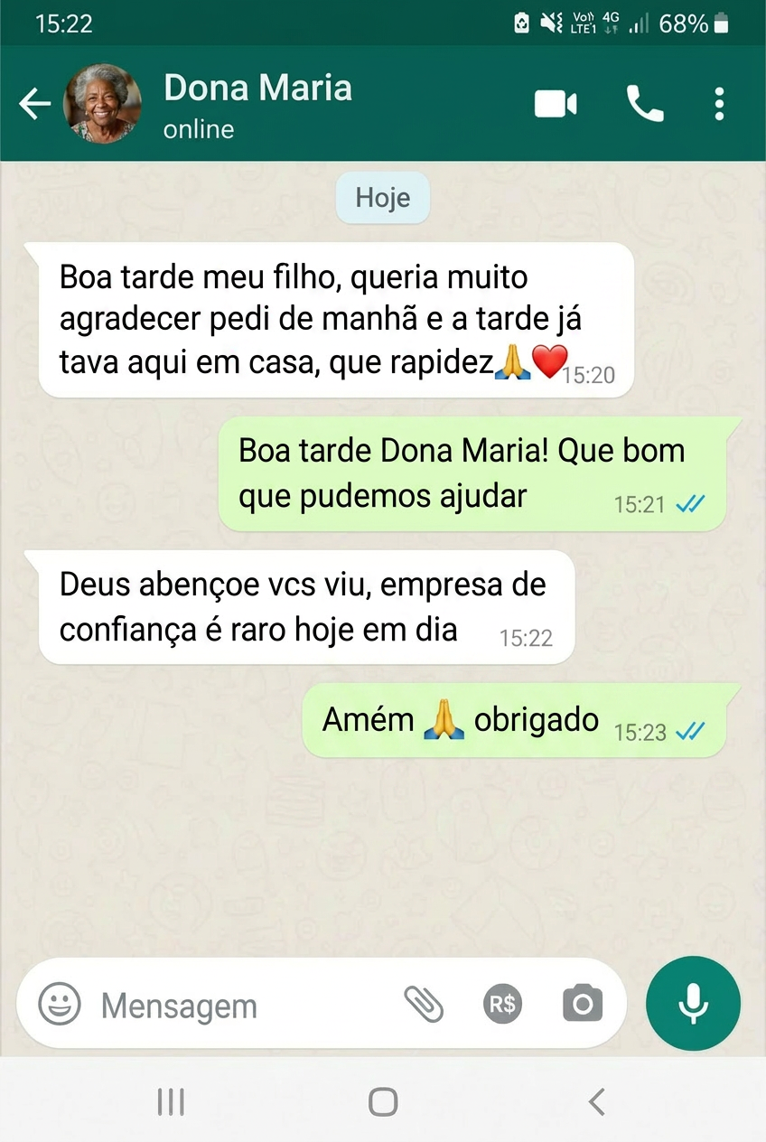 Depoimento de cliente 4 via WhatsApp
