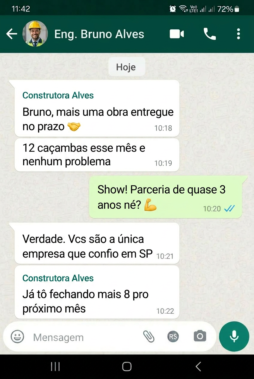 Depoimento de cliente 4 via WhatsApp