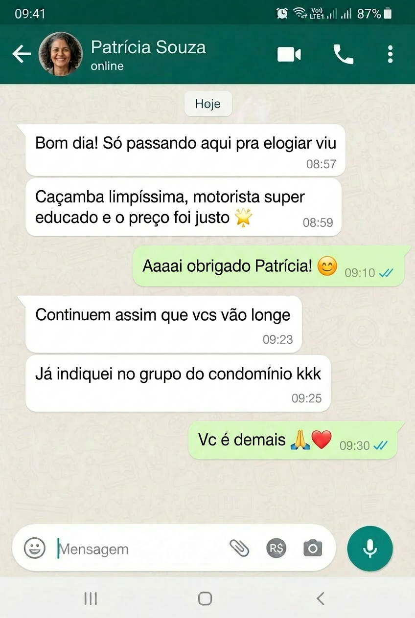 Depoimento de cliente 5 via WhatsApp